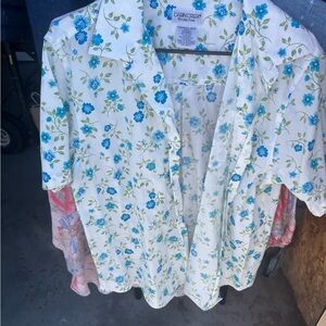 Caribbean Joe White Shirt with Blue Floral Design